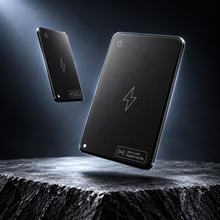 Black wallet tracker card, detail view
