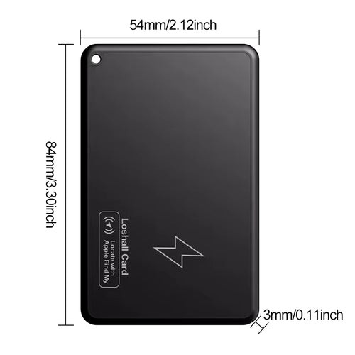 Tracker card dimensions: 84 × 54 × 3 mm